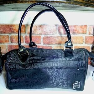 EUC Caboodles Cosmetic Bag Large Black Fabric Envy It Doctors Travel MakeUp Tote